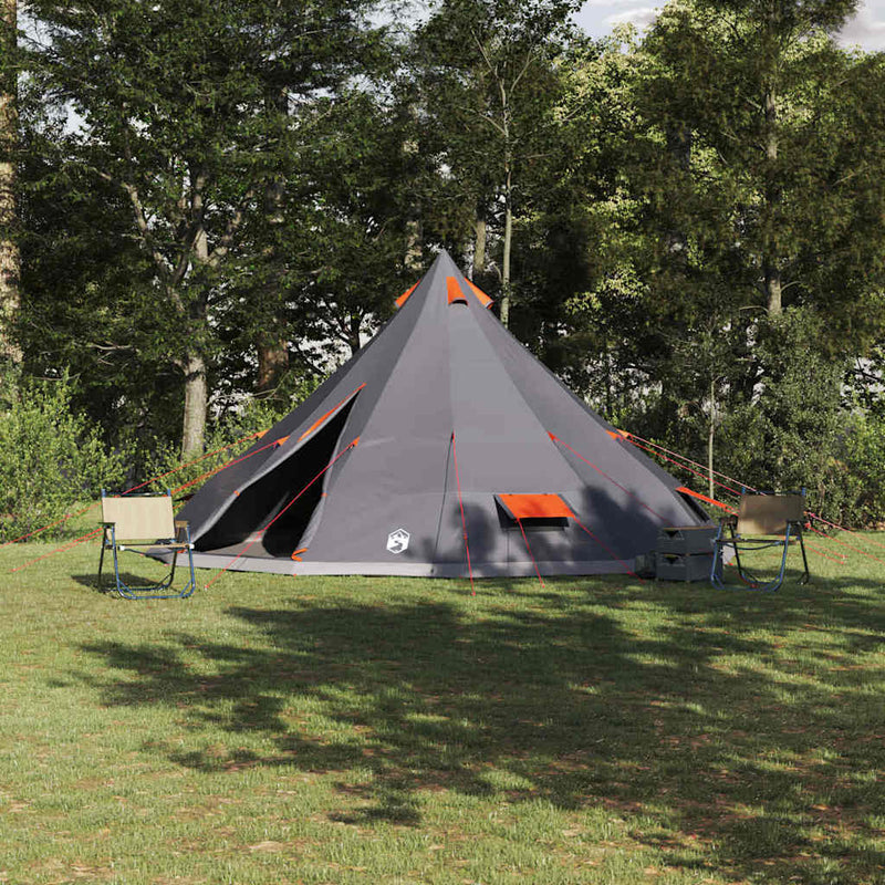 Afbeelding laden in galerijviewer, Vidaxl familie tipi tent tipi grijs en oranje 560 x 560 x 300 cm
