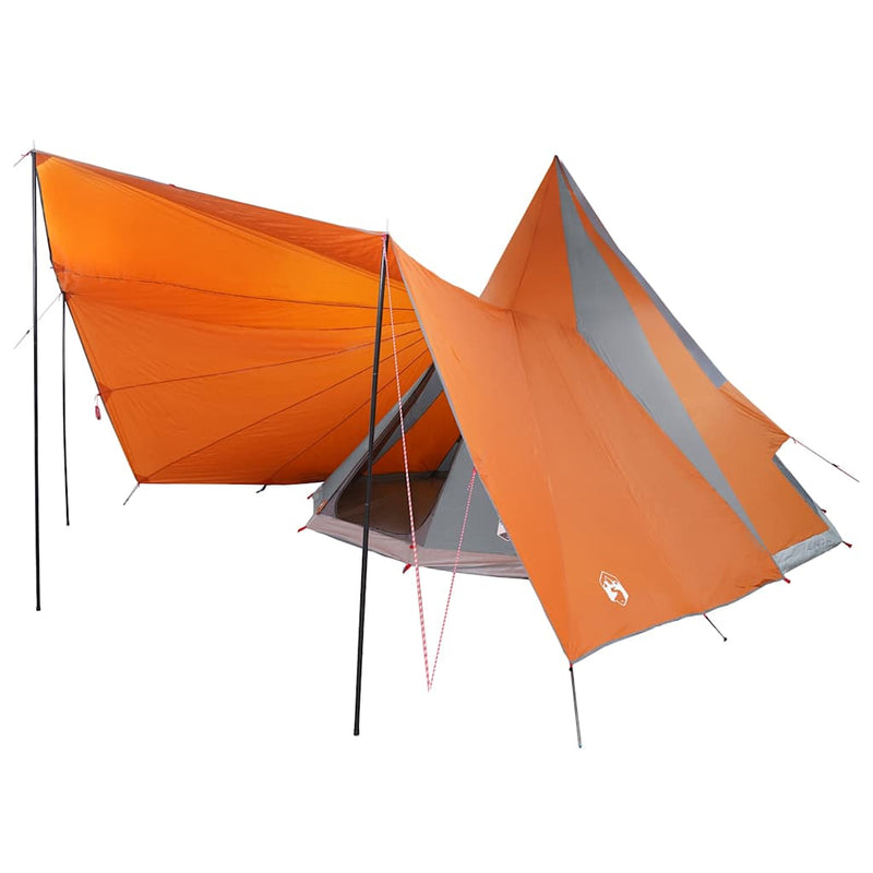 Afbeelding laden in galerijviewer, Vidaxl familie tipi tent tipi grijs en oranje 510 x 690 x 330 cm
