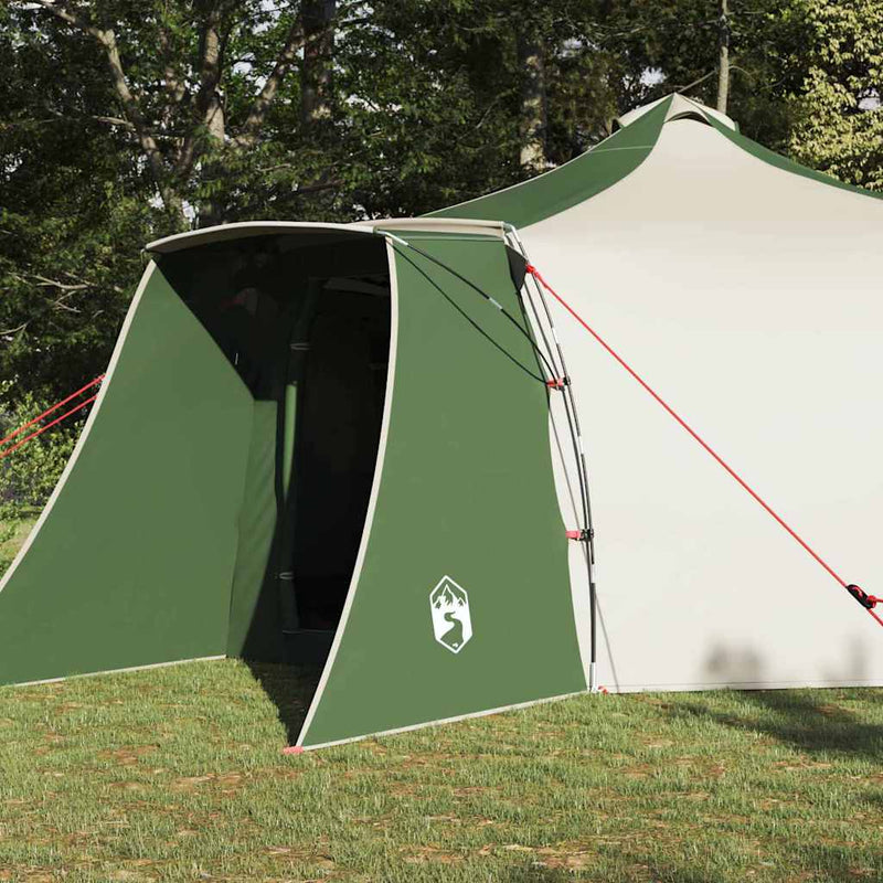 ギャラリービューアに画像をロードする, Vidaxl tipi tent met dak groen en beige 492 x 492 x 275 cm stof
