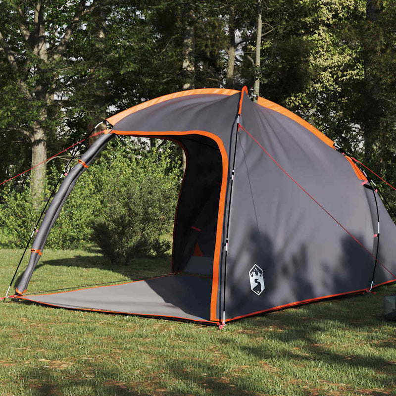Afbeelding laden in galerijviewer, Vidaxl tent grijs en oranje 370 x 230 x 185 cm polyester en glasvezel
