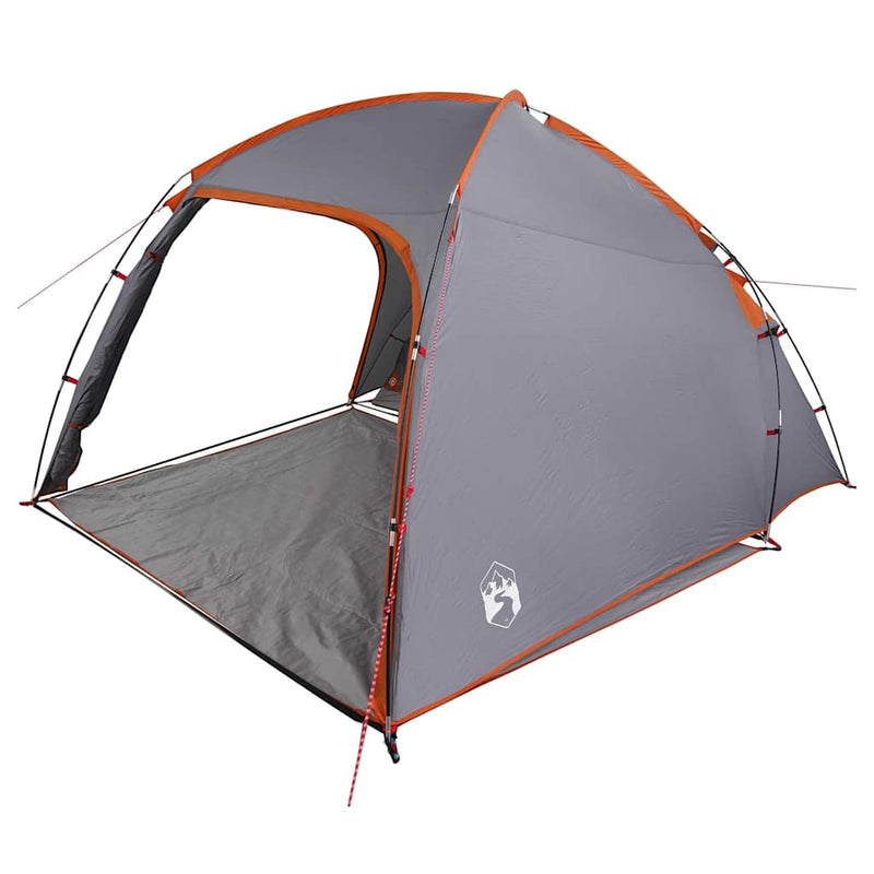 Afbeelding laden in galerijviewer, Vidaxl tent grijs en oranje 370 x 230 x 185 cm polyester en glasvezel
