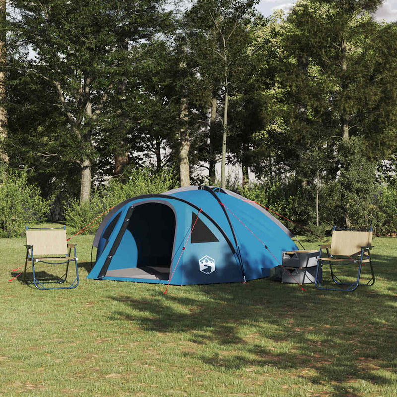 Afbeelding laden in galerijviewer, Vidaxl camping tent met dak blauw 308 x 268 x 130 cm polyester
