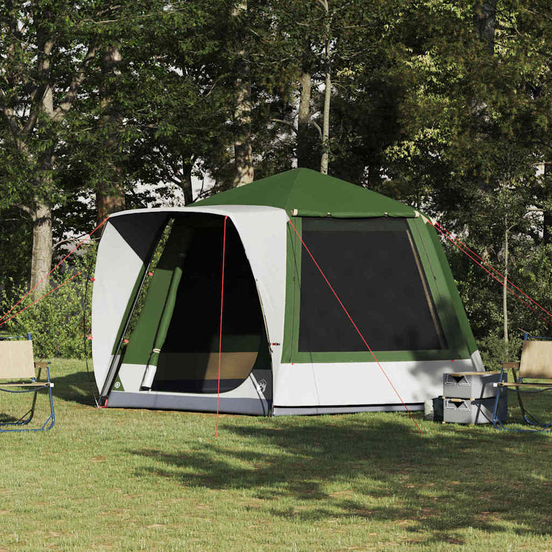 ギャラリービューアに画像をロードする, Vidaxl camping tent huisje met dak groen 420 x 420 x 227 cm polyester
