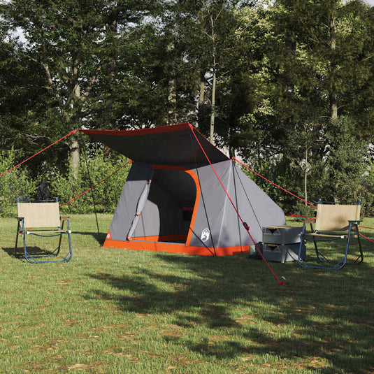 Vidaxl camping tent met dak grijs en oranje 282 x 225 x 154 cm taft