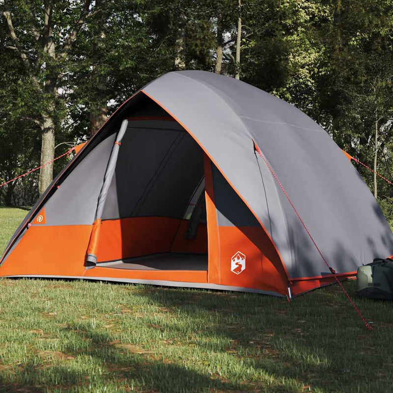 ギャラリービューアに画像をロードする, Vidaxl camping tent met dak grijs en oranje 320 x 275 x 190 cm taft
