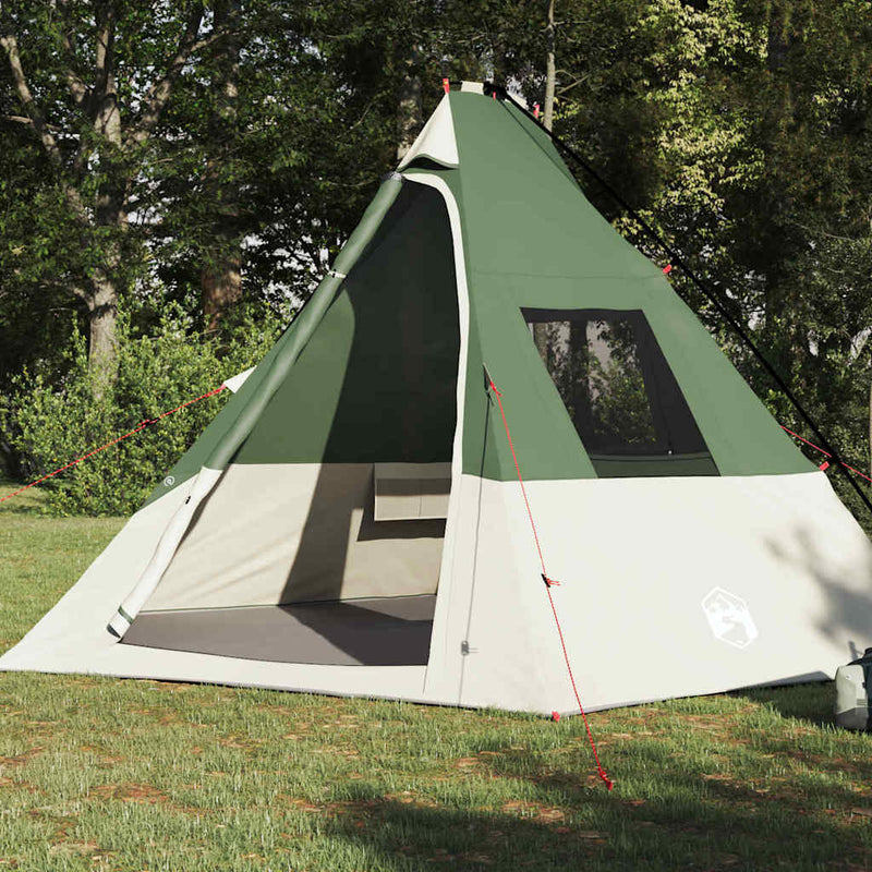 Afbeelding laden in galerijviewer, Vidaxl tipi tent met dak met opslag groen 383 x 338 x 217 cm taft
