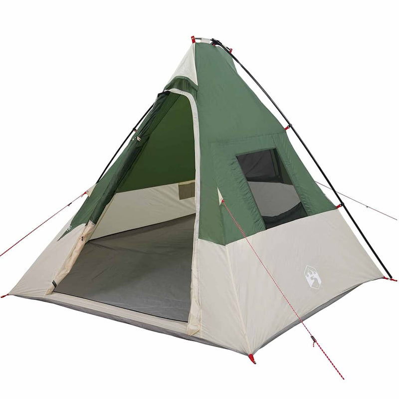 Afbeelding laden in galerijviewer, Vidaxl tipi tent met dak met opslag groen 383 x 338 x 217 cm taft
