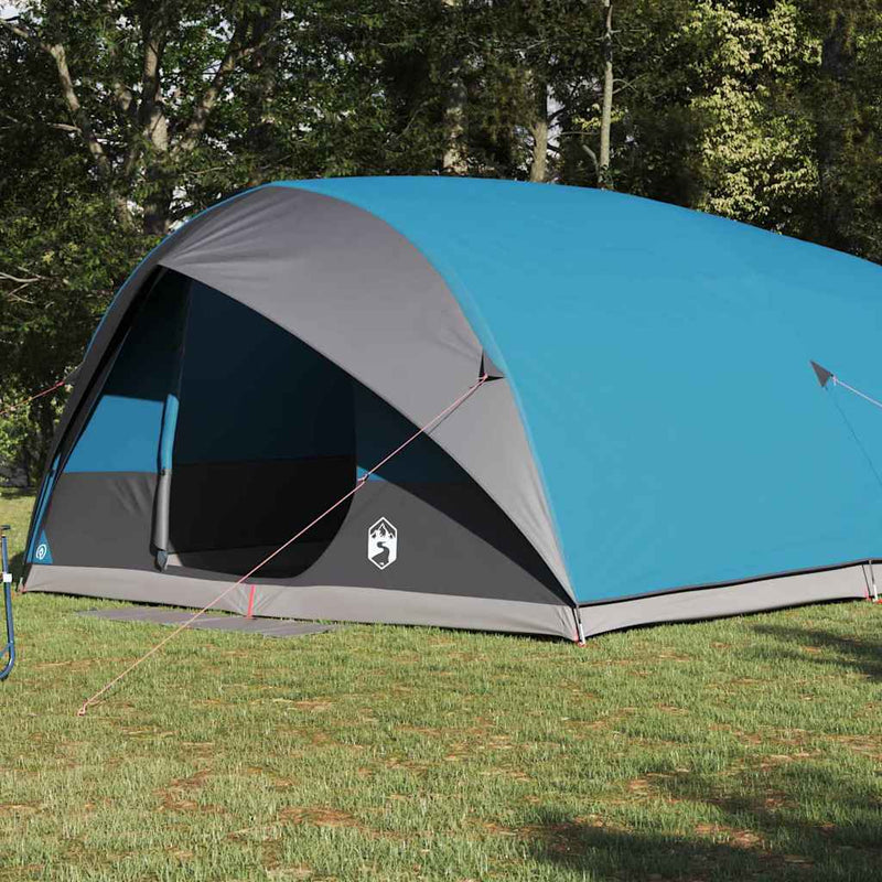 Afbeelding laden in galerijviewer, Vidaxl tunnel tent met dak met opslag blauw 500 x 348 x 200 cm taft
