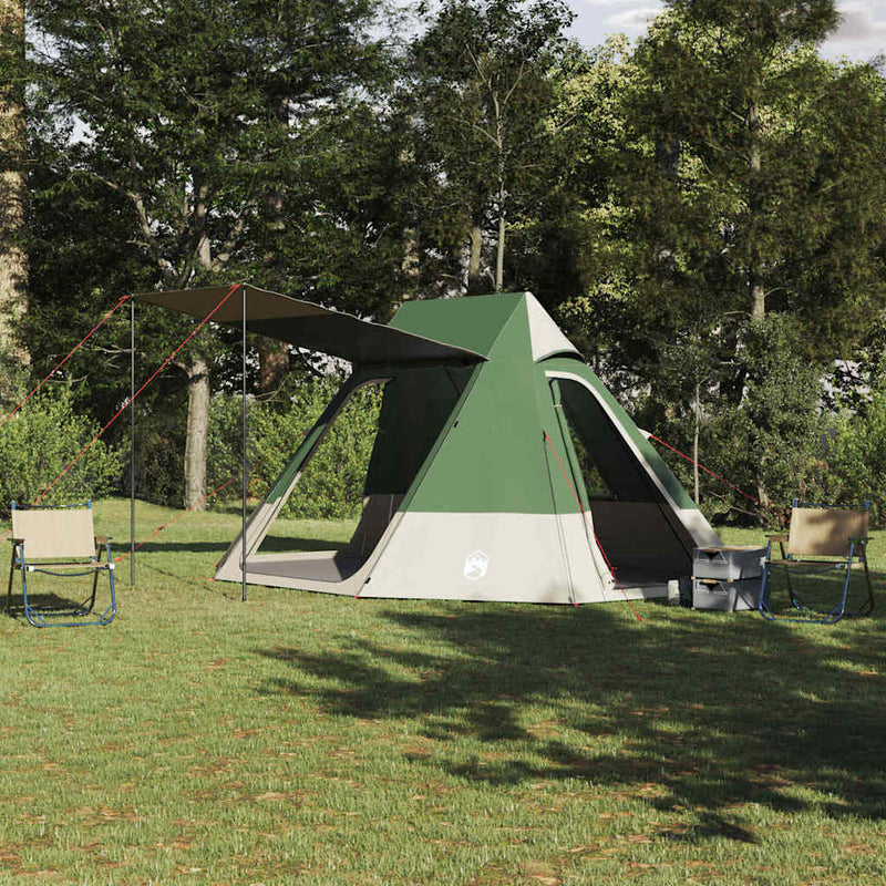 Afbeelding laden in galerijviewer, Vidaxl camping tent met dak met opslag groen 482 x 360 x 227 cm taft
