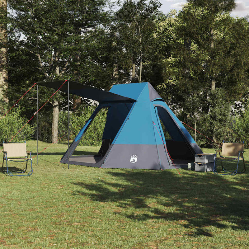 Afbeelding laden in galerijviewer, Vidaxl camping tent met dak met opslag blauw 482 x 360 x 227 cm taft
