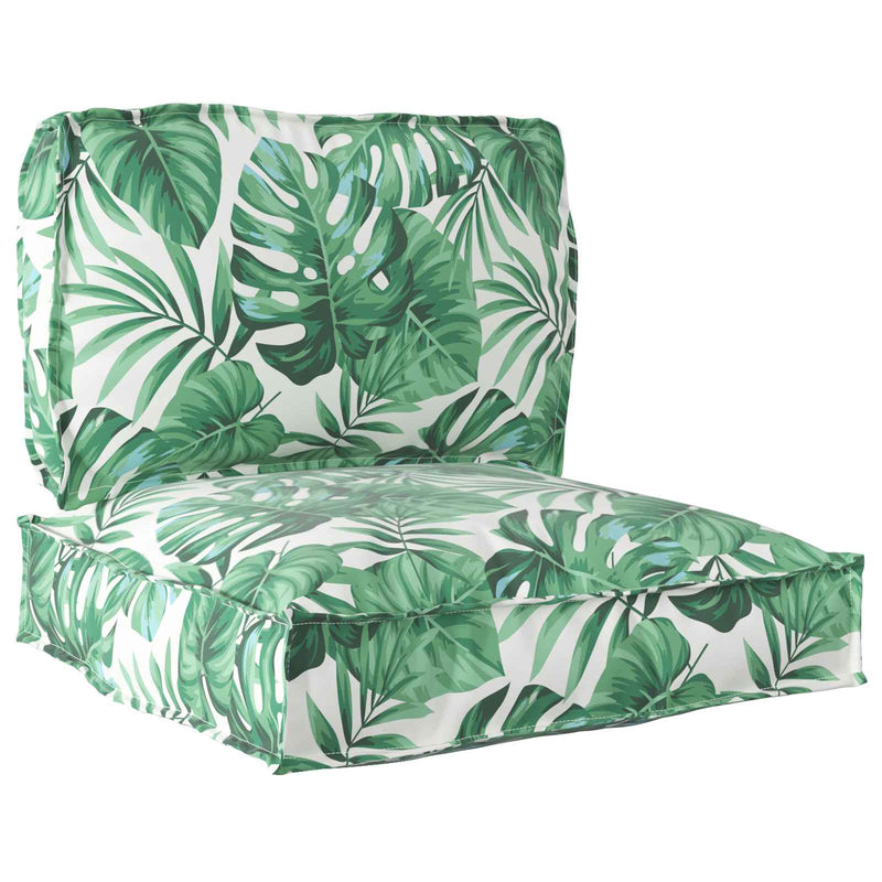 Afbeelding laden in galerijviewer, Vidaxl pallet kussen set 2 pcs groen bladpatroon 100 x 40 x 8 cm
