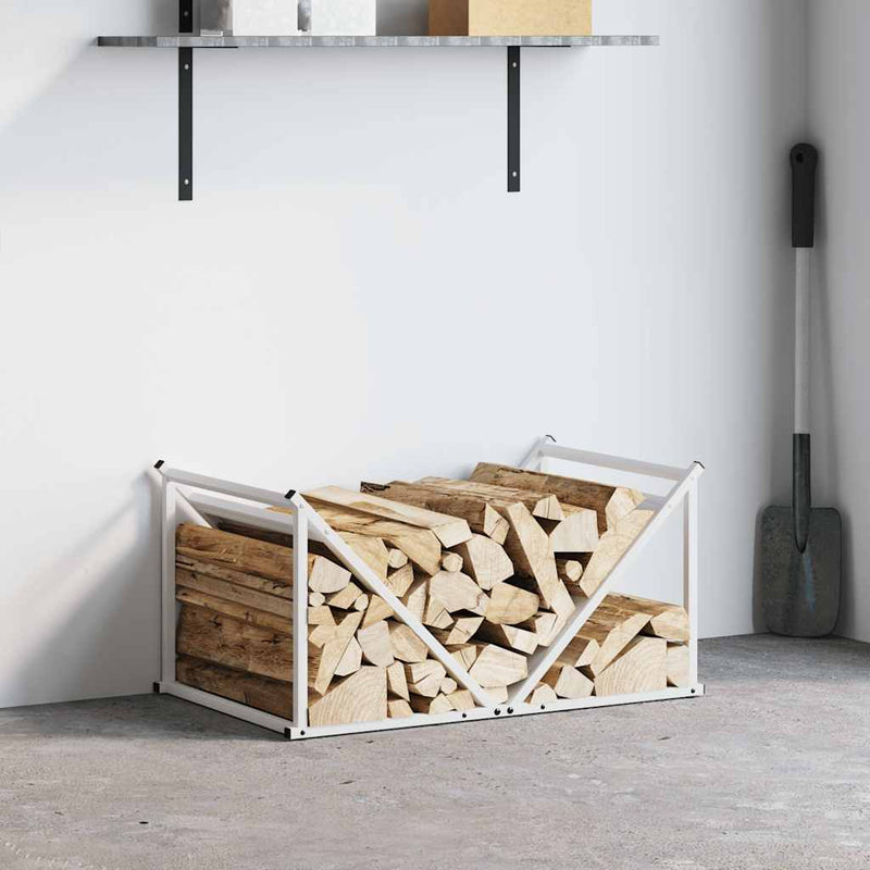 Afbeelding laden in galerijviewer, Vidaxl brandhoutrek 70x43x34,5 cm koudgewalst staal wit
