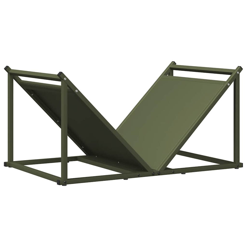 Afbeelding laden in galerijviewer, Vidaxl brandhoutrek 70x43x34,5 cm koudgewalst staal olijfgroen
