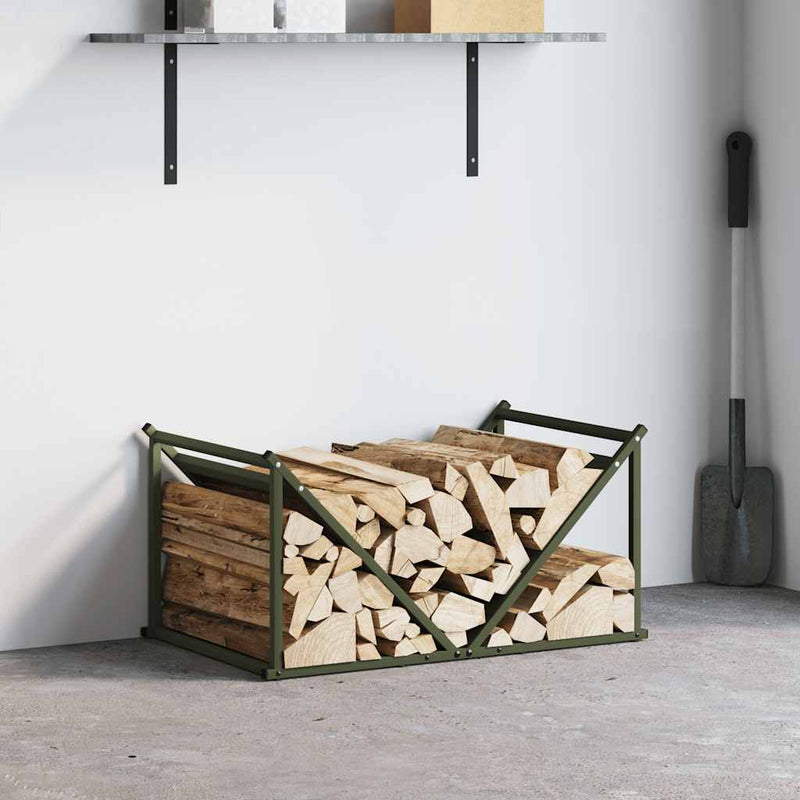 Afbeelding laden in galerijviewer, Vidaxl brandhoutrek 70x43x34,5 cm koudgewalst staal olijfgroen

