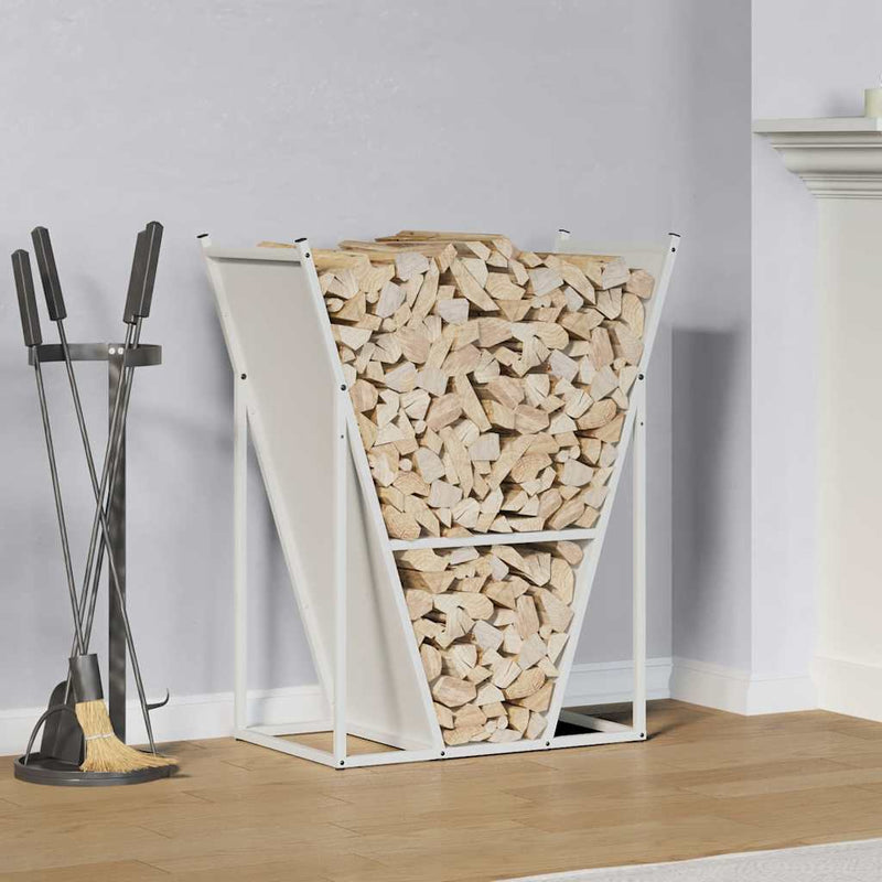 Afbeelding laden in galerijviewer, Vidaxl brandhoutrek 69,5x35x81 cm koudgewalst staal wit
