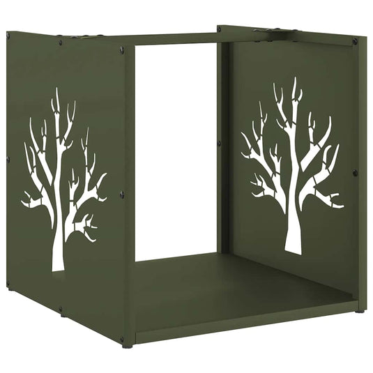 Vidaxl brandhoutrek 40x40x40 cm koudgewalst staal olijfgroen