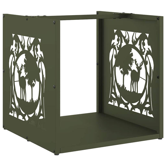 Vidaxl brandhoutrek 40x40x40 cm koudgewalst staal olijfgroen