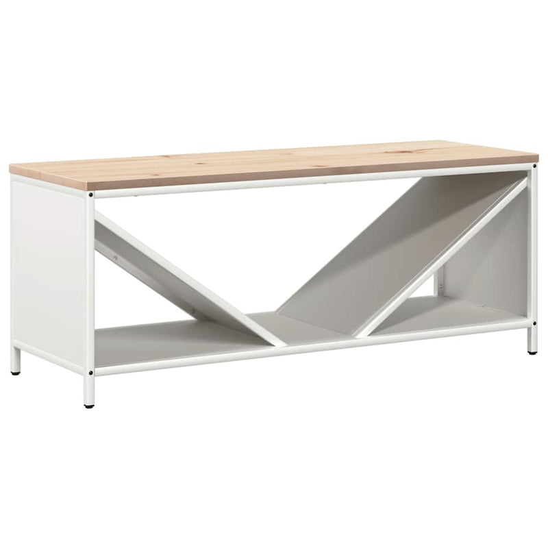 Afbeelding laden in galerijviewer, Vidaxl brandhoutrek met houten blad 100,5x35,5x40 cm wit
