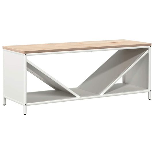 Vidaxl brandhoutrek met houten blad 100,5x35,5x40 cm wit