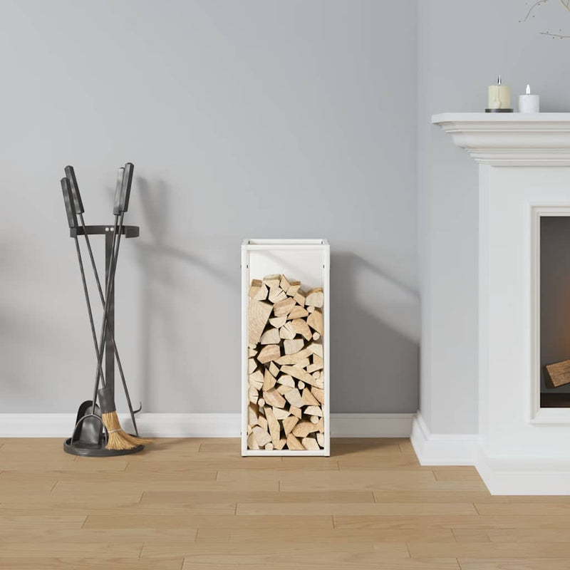 Afbeelding laden in galerijviewer, Vidaxl brandhoutrek 25x25x60 cm koudgewalst staal wit
