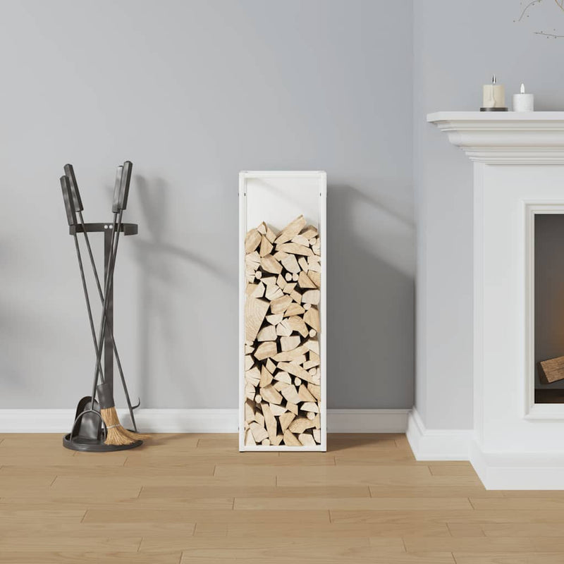 Afbeelding laden in galerijviewer, Vidaxl brandhoutrek 25x25x80 cm koudgewalst staal wit

