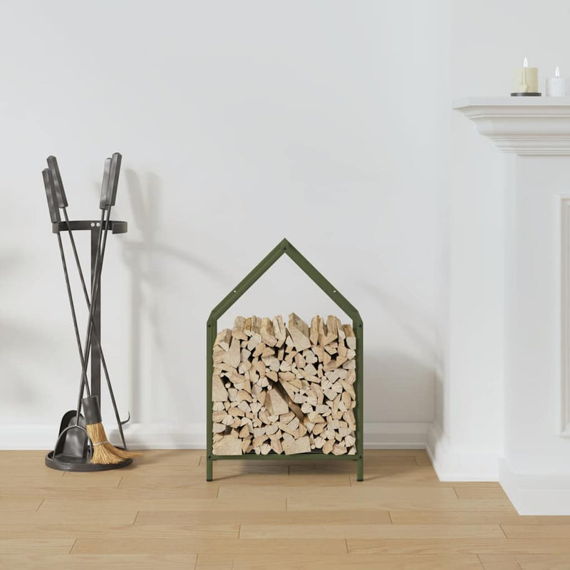 Afbeelding laden in galerijviewer, Vidaxl brandhoutrek 40x25x60 cm koudgewalst staal olijfgroen
