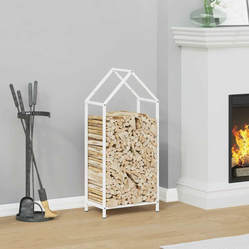 Afbeelding laden in galerijviewer, Vidaxl brandhoutrek 40x25x90 cm koudgewalst staal wit
