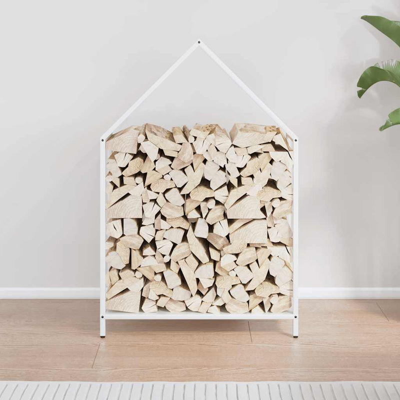 Afbeelding laden in galerijviewer, Vidaxl brandhoutrek 60x25x90 cm koudgewalst staal wit
