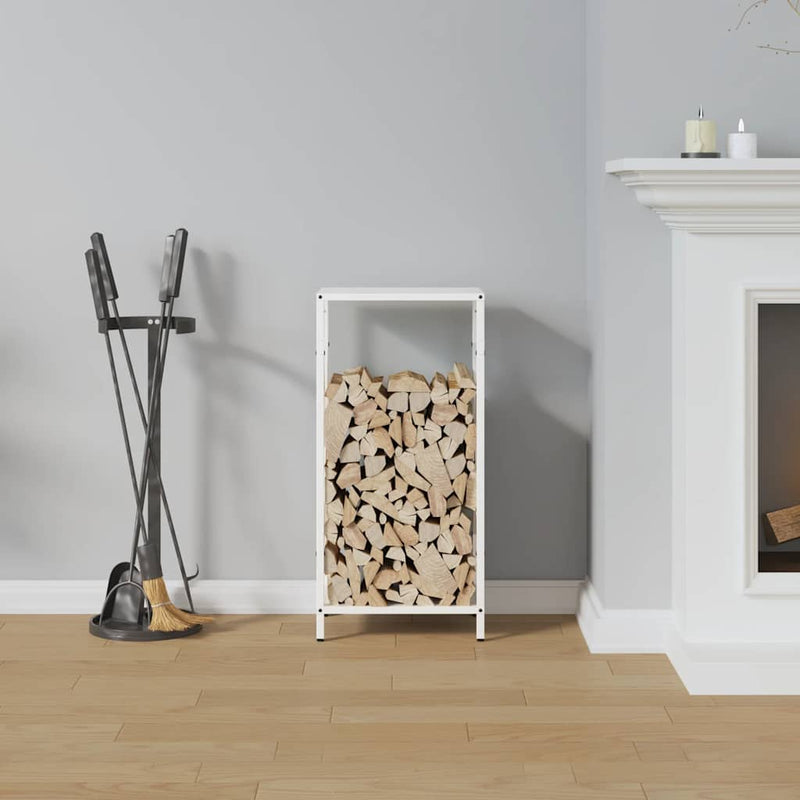 Afbeelding laden in galerijviewer, Vidaxl brandhoutrek 34x25x70 cm koudgewalst staal wit
