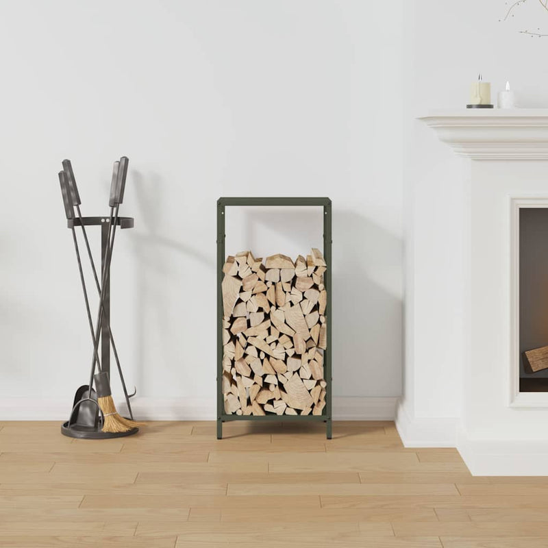 Afbeelding laden in galerijviewer, Vidaxl brandhoutrek 34x25x70 cm koudgewalst staal olijfgroen
