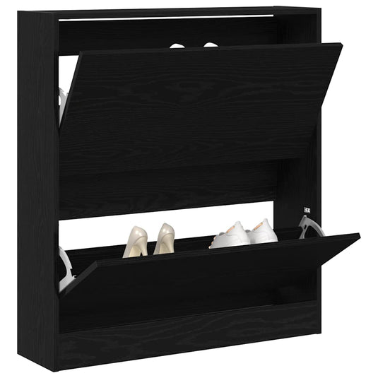 Vidaxl schoenenkast zwart eiken 80 x 21 x 87,5 cm bewerkt hout