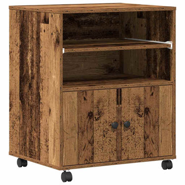 Vidaxl printerstand met opslag oudhout 60 x 48 x 74 cm bewerkt hout
