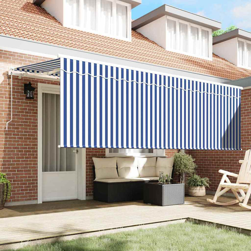 ギャラリービューアに画像をロードする, Vidaxl inklapbaar zonnescherm blauw en wit 400 x 200 cm
