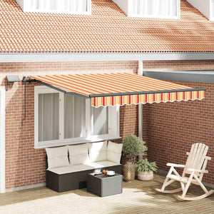 Vidaxl inklapbaar zonnescherm geel en oranje 300 x 250 cm stof