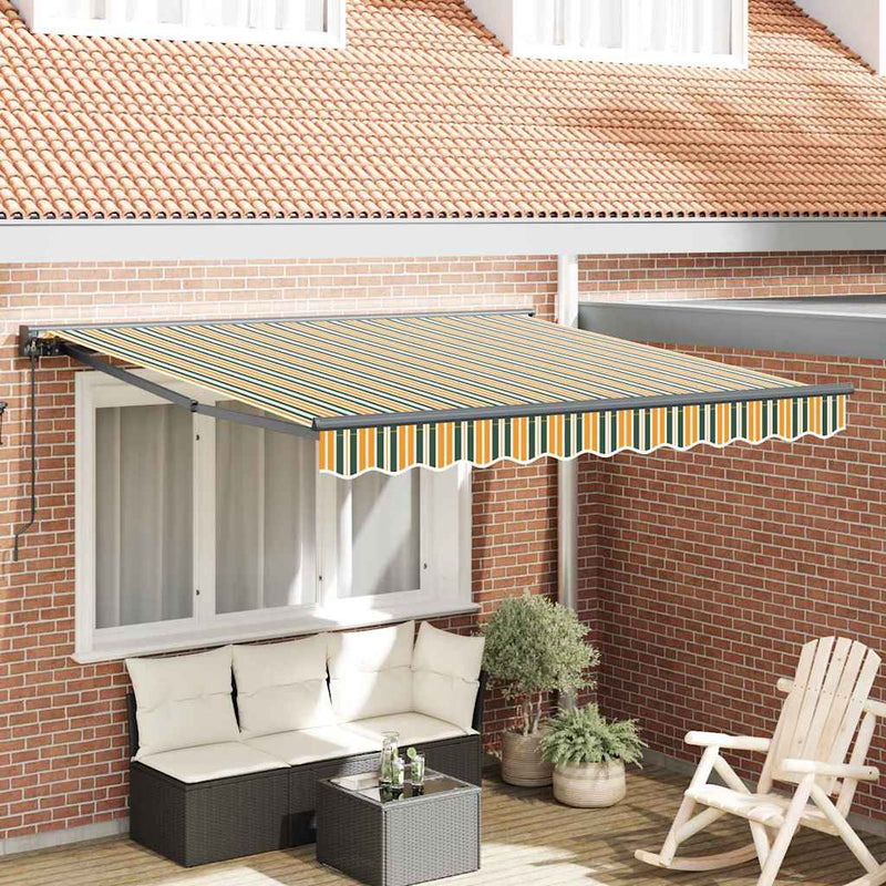 Afbeelding laden in galerijviewer, Vidaxl inklapbaar zonnescherm groen en geel 300 x 250 cm
