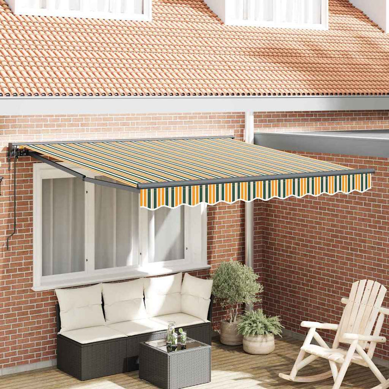 Afbeelding laden in galerijviewer, Vidaxl inklapbaar zonnescherm groen en geel 300 x 250 cm
