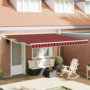Vidaxl inklapbaar zonnescherm rood en zwart 350 x 250 cm stof en staal