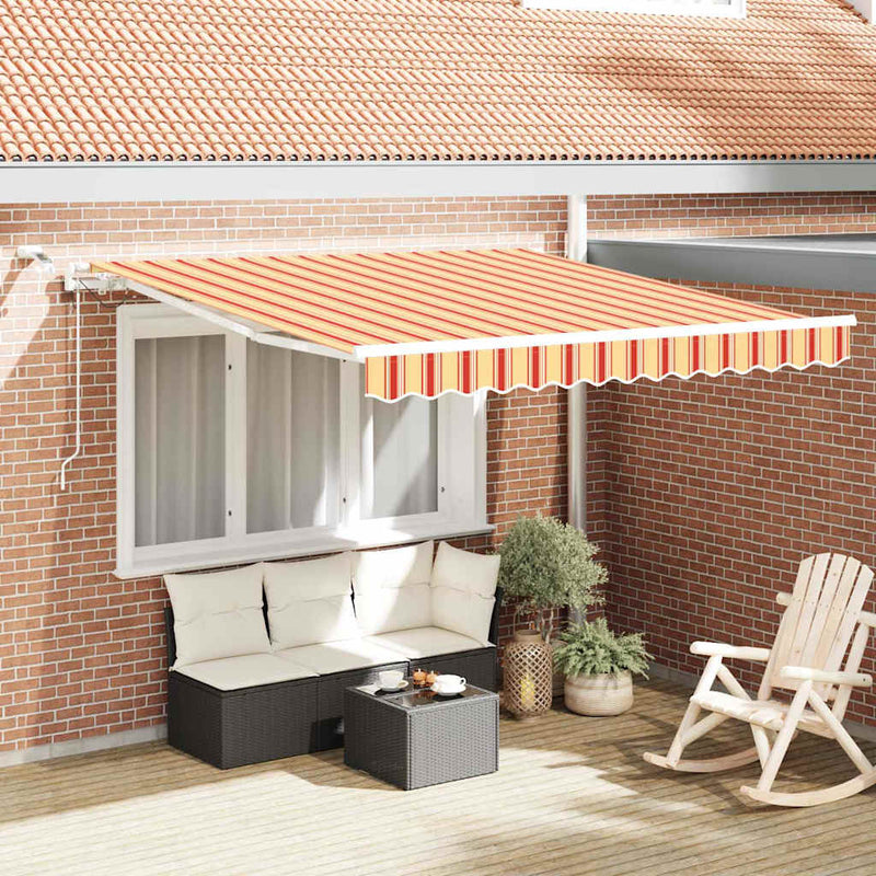 Afbeelding laden in galerijviewer, Vidaxl inklapbaar zonnescherm geel en oranje 350 x 250 cm
