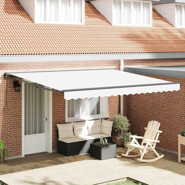 Vidaxl inklapbaar zonnescherm wit 400 × 300 cm polyester en metaal