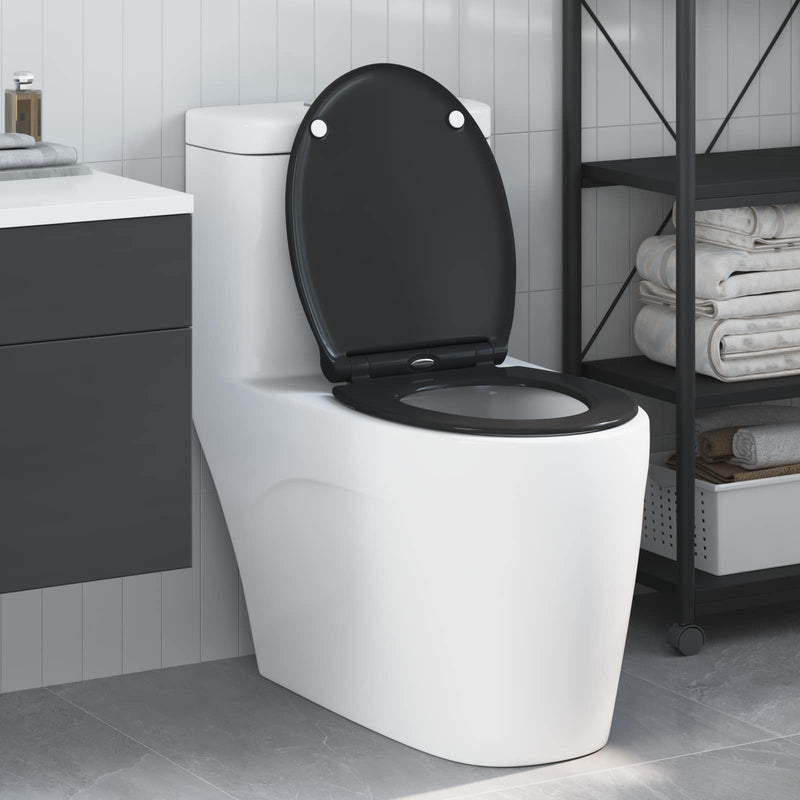 Afbeelding laden in galerijviewer, Vidaxl toiletzitting zwart 47 x 37,5 x 3,8 cm duroplast
