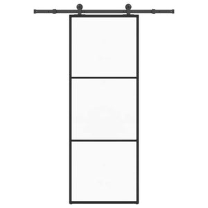 Vidaxl schuifdeur met beslag 76x205 cm esg-glas en aluminium