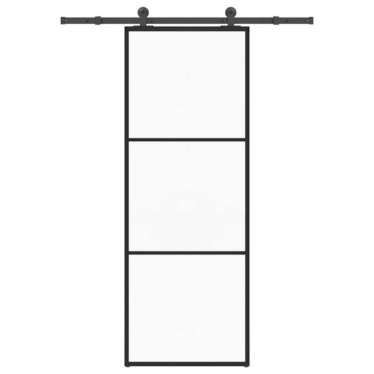 Vidaxl schuifdeur met beslag 76x205 cm esg-glas en aluminium