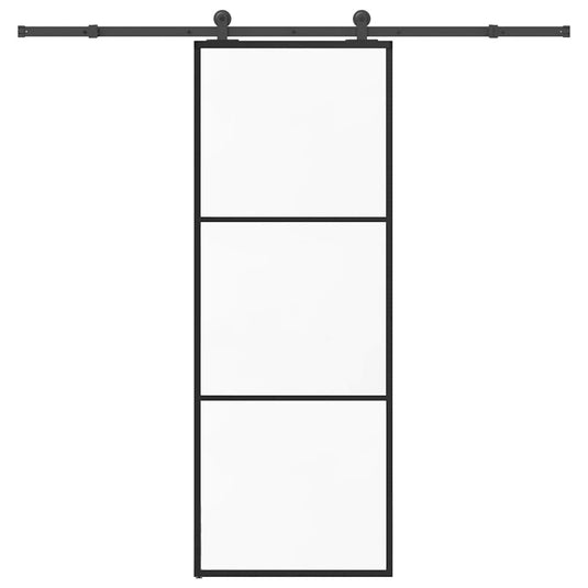 Vidaxl schuifdeur met beslag 76x205 cm esg-glas en aluminium