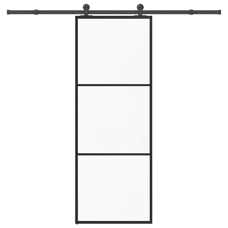 Afbeelding laden in galerijviewer, Vidaxl schuifdeur met beslag 76x205 cm esg-glas en aluminium
