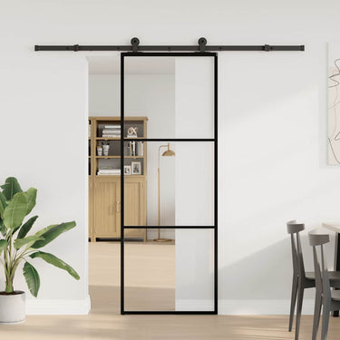 Vidaxl schuifdeur met beslag 76x205 cm esg-glas en aluminium