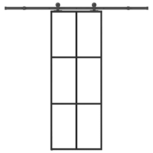 Vidaxl schuifdeur met beslag 76x205 cm esg-glas en aluminium