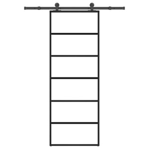 Vidaxl schuifdeur met beslag 76x205 cm esg-glas en aluminium