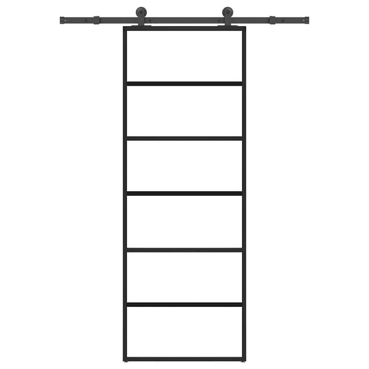 Vidaxl schuifdeur met beslag 76x205 cm esg-glas en aluminium