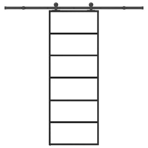 Vidaxl schuifdeur met beslag 76x205 cm esg-glas en aluminium