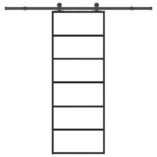 Vidaxl schuifdeur met beslag 76x205 cm esg-glas en aluminium